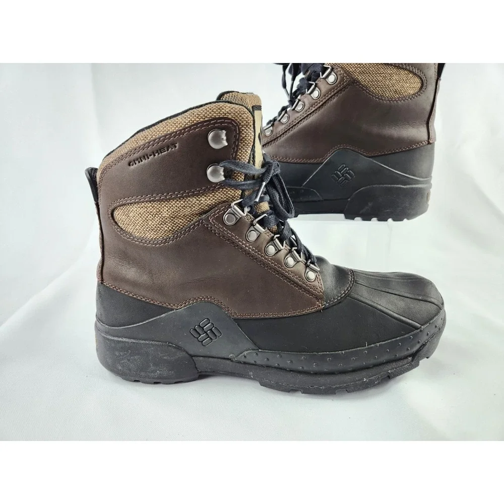 COLUMBIA BUGABOOT Thermal Lining Omni-Heat Men 9 Waterproof Boots Leather Rubber